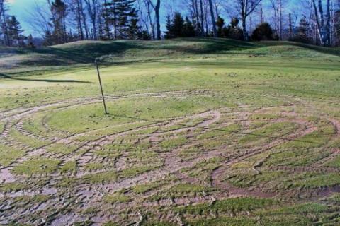 11th hole at Riverhills Golf Course damaged by ATV drivers